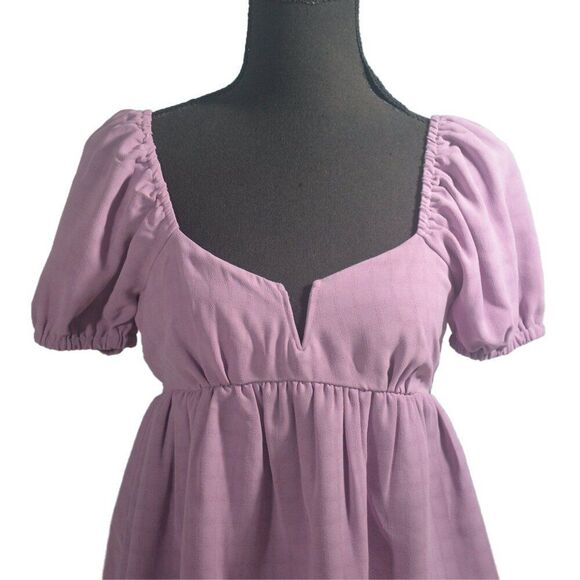 honey & sparkle Lavender Puff Sleeve Smocked Back Top Size Small - Picture 2 of 7